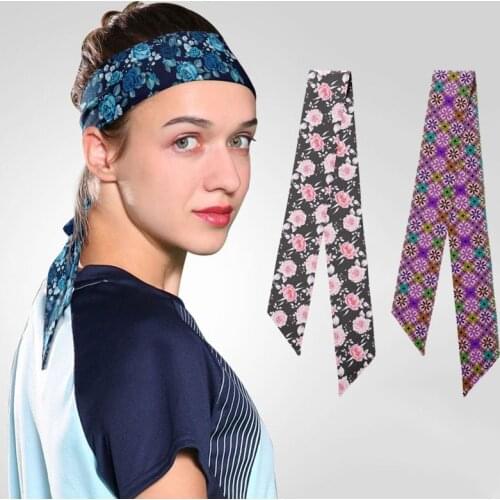 Rose Printed Women Yoga Headband Fashion Flowers Harajuku Breathable Anti-Slip Hair Band Outdoor Cycling Running Headband Female