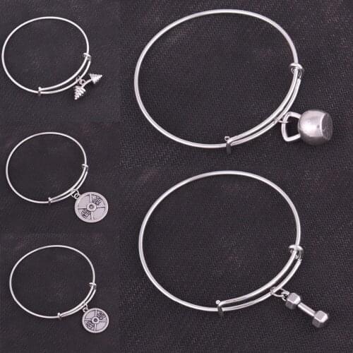 5pcs Kettle bell dumbbell barbell Fitness 45LBS 25LBS Weightlifting Gym Bodybuilding charm adjustable Bracelets & Bangles
