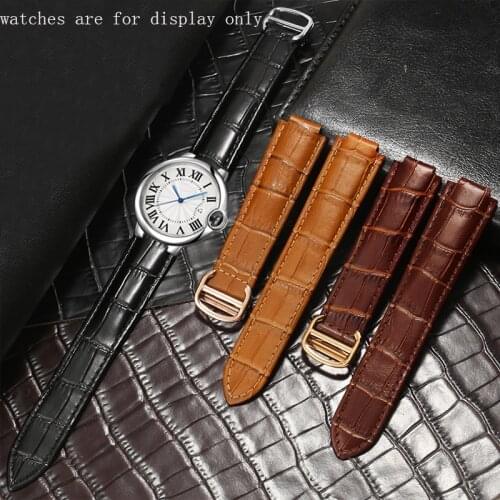 CICIDD Convex interface Genuine Leather Watchband 14x816x9 18x11 20x12 22x14mm Black Brown Strp For BALLON BLEU DE Watch Chain