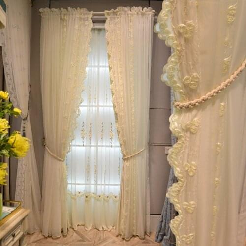 Luxury Nordic Style Princess Curtains 3D roze Flower Lace Tulles for Girls Room Princess Screen INS Style Girls Curtain gauze