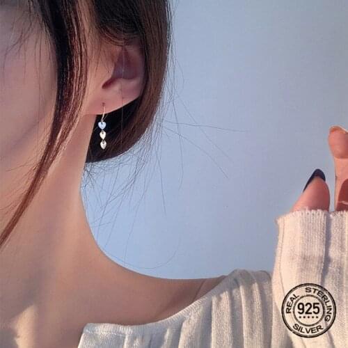 Heart Drop Hoop Earrings For Women Multi Layer 925 Silver Needle Long Tassel Charm Simple Sweet Romantic Wedding Female Jewelry