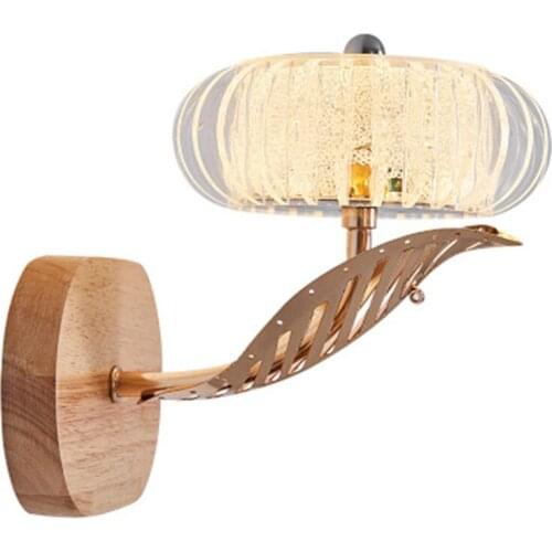 Nordic Log Bedroom Wall Lamp Bedside Light Simple Modern Crystal Glass Japanese Tatami Book Room Wall Light Free Shipping