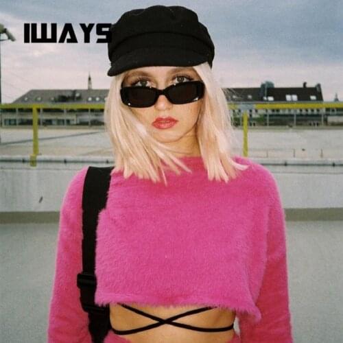 IWAYS new trend sunglasses women 2019 square lovely glasses men fashion sea slice design candy powder blue green sunglasses