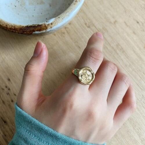 MANGOSKY 925 Silver Vintage Irregular Texture Pattern Ring
