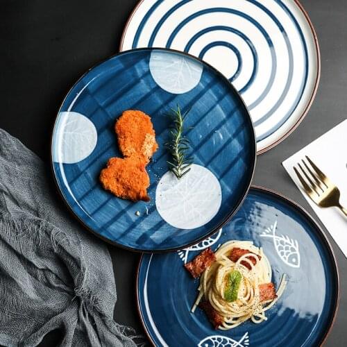 7.8 Inch Japanese Dinner Dishes Round Serve Plate Pasta Steak Dinner Plate Microwave Ceramic Kitchenware Dessert Plate Plate Set