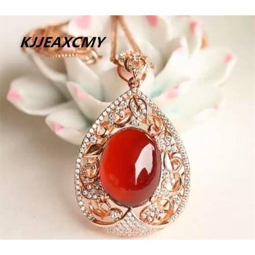 KJJEAXCMY boutique jewelry, Female red chalcedony pendant natural rose gold selling wholesale sterling silver S925