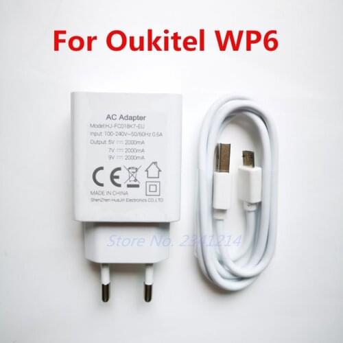 New Oukitel WP6 USB Power AC Adapter Charger EU Plug Travel Switching Power Supply+Micro Usb Cable Data Line