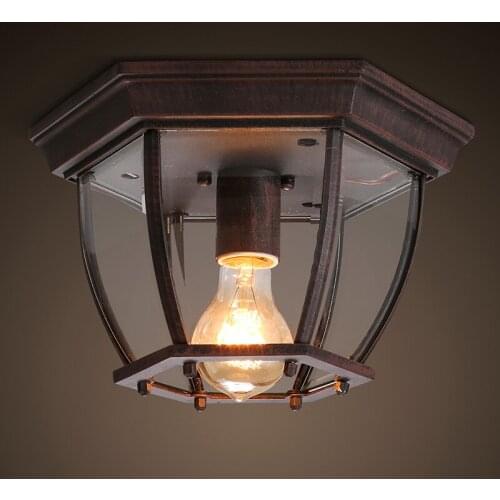 American style entrance balcony iron glass vintage geometry ceiling light