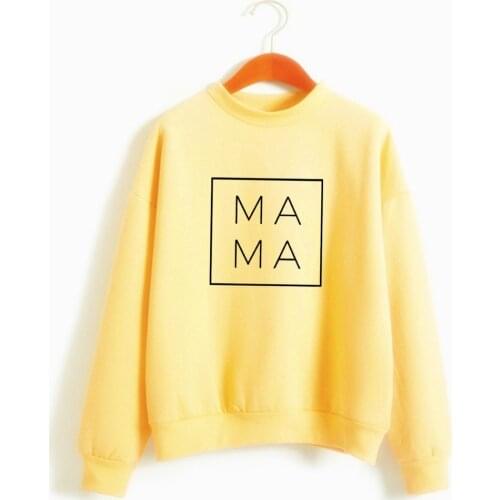 MAMA SQUARE Women O-neck Sweatshirt Cotton Casual Funny sweatshirt Gift For Lady Yong Girl 15 Color Drop ShipMAMA SQUARE Women O