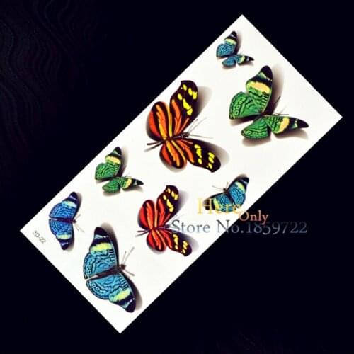 1 sheet 3D children Colorful butterfly Temporary tattoo Sticker Waterproof body arm paint women sexy girl party kids baby boy