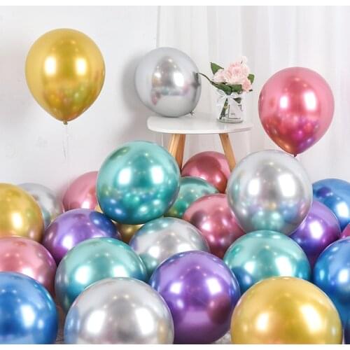 10Pcs 12inch Glossy Metal Pearl Latex Balloons Gold Silver Wedding Happy Birthday Decorations Baby Shower Air Helium Globos