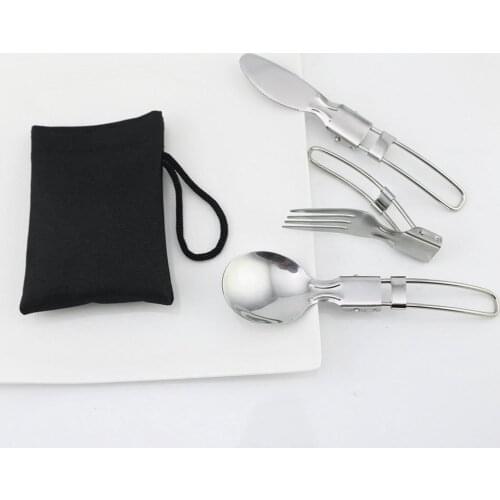 3pcs/set Outdoor Tableware Dinnerware Portable Printed Stainless Steel Spoon Fork Steak Knife Set Travel Cutlery Tableware with