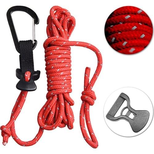 4pcs Reflective Tent Rope With Carabiner Hook For Outdoor Camping Hiking Fishing Hammocks Backpacks Dropship