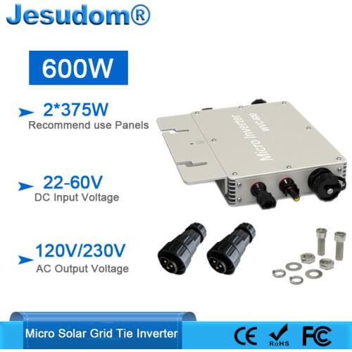 600W Grid Tie Inverter WVC600 WIFI MPPT Pure Sine Wave Output Micro Solar Converter DC22-50V to AC220V110V