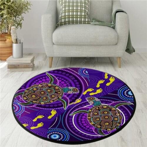 Aboriginal Purple Turtles Australia Indigenous Painting Art Circle Rug Non-slip Mat Dining Living Room Soft Bedroom Carpet 02