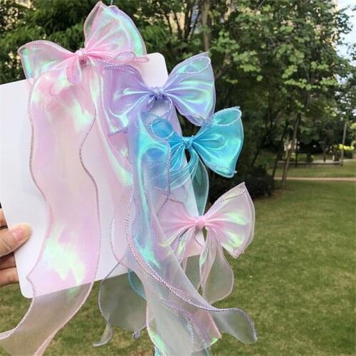 Girls hair Accessories Super Fairy Braided Hairstyle Spring Big Bow Hairpin Little Fairy Long Colorful Streamer Fishtail Riband