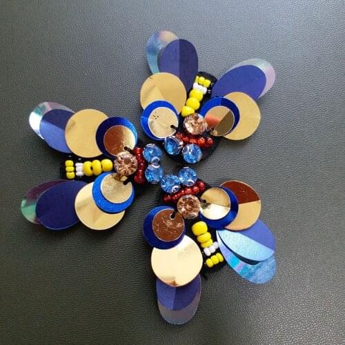 3pcs/lot rhinestone beaded Patches for clothing Sequins embroidery patch bee sew on parch animal applique