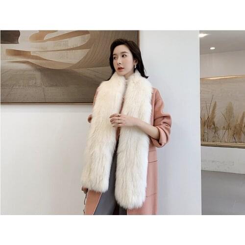 Free Shipping New Genuine Fox Fur Scarf 5 Colors Knitted Fur Shawl Winter Real Raccoon Fur scarf Wholesale Retail OEM
