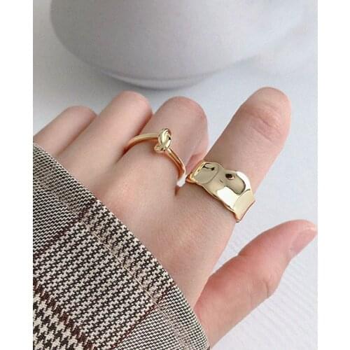 Big Wide Finger Rings For Women Elegant Charms Round Adjust Gold Silver Color Ring Jewelries Ladies Fashion Jewellery Gift