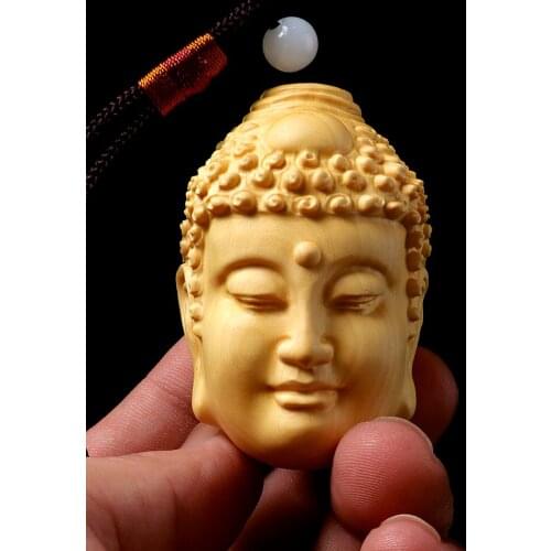 Buddha magic boxwood carvings Buddha head handlebars play with solid wood car hanging crafts collection