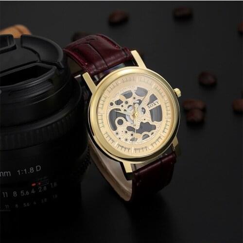 2021 Fashion Men Necessary Business Watch SOXY Brand Quartz Watch Men Luxury Hollow Out Skeleton Dial Analog Watch Relogio
