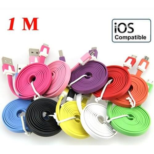 1M 3ft Colorful noodle Charging USB Data Sync Cable For iPhoneX 8plus 8 7Plus 7 6s 6 For iPad mini ipod nano for ios 100pcs/lot