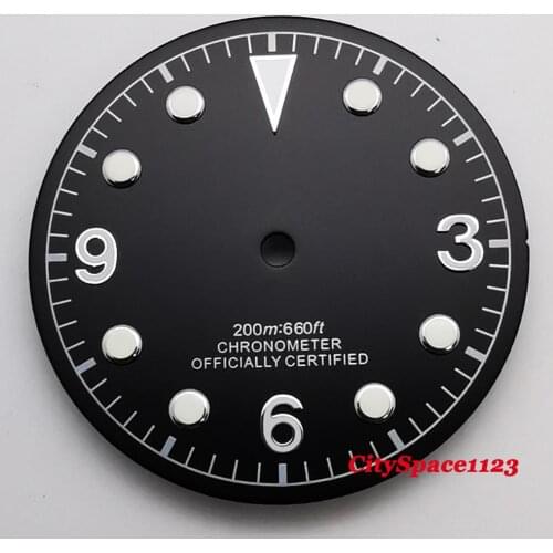 Corgeut Watch Parts 30.5mm Black watch dial white marks fit ETA 2836 Miyota 8215 ST1612 Automatic Movements