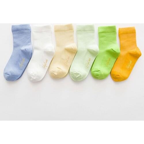 Combed Cotton Childrens Socks Little Princess Cotton Socks Pure Color Socks Baby Candy Color Socks 5-10 Years Old Kids Socks