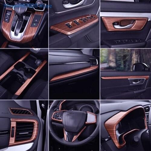 For Honda CR-V CRV 2017 2018 2019 Peach Wood Grain interior trim cover Forming frame decoration car styling accessories