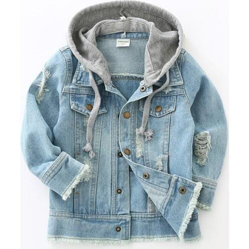 Toddler kid denim jacket classic hooded jeans jacket coat for 1-6years child boys girls denim coat outerwear clothes