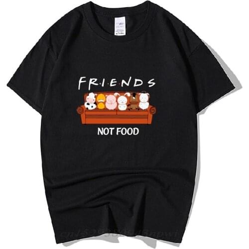 Animal Lover Statement Tee Friends Not Food Gift T Shirt For Vegan Vegetarian Natural Cute Hippie 80s 90s Cotton T-Shirt Tops