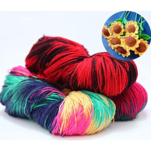 50g Rainbow Segment Eco-Dyed Yarn 4 strands Wool DIY Handmade Crochet Knitting Yarn Thread for Baby sweaterhat Scarf Yarn