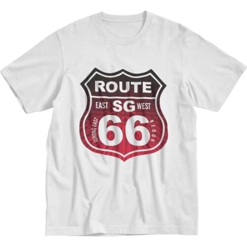 Fashion Historic Route 66 Tshirts Men Short Sleeve T Shirt America Highway Mother Road T-shirts 100% Cotton Tee Tops Clothes