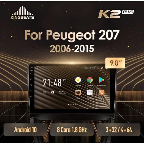 KingBeats Android 10 Octa-Core head unit HU 4G in Dash Car Radio Multimedia Video Player Navigation GPS For Peugeot 207 2006 - 2015 no dvd 2 din Double Din Android Car Stereo 2din