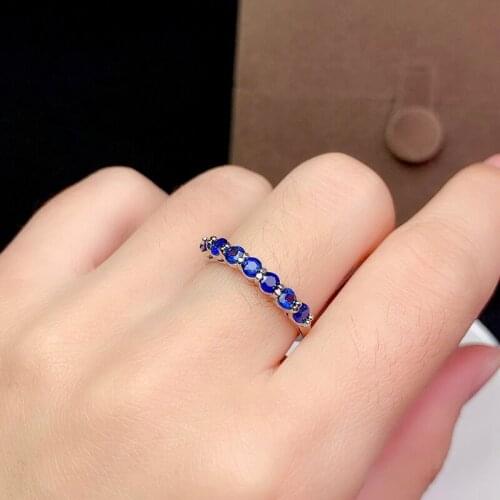 Natural Sri Lanka Sapphire Ring for Women Party Fine Jewelry S925 Real Blue Gemstones 3*3MM Certificate September Birthstone