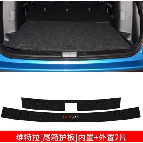 Auto Carbon fiber leather rear windowsill panel,Rear bumper Protector Sill For Suzuki vitara 2015-2016 2017 2018 Car-styling