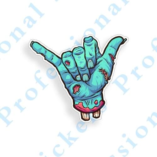 Creative stickers Zombie Hang Loose Sticker Shaka Car Vehicle Window Motorcycle Cup Skull Hand Decal Waterproof Vinyl Decals