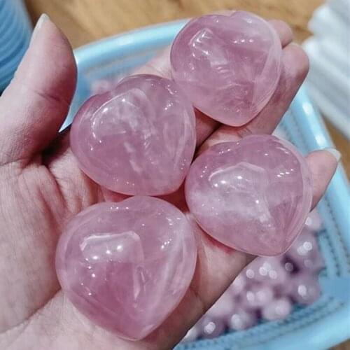 Crystal rose quartz Palm Stone Natural Quartz Gemstones pink Crystal Healing Love shape Stones Gemstone Worry Stone Heart Shape