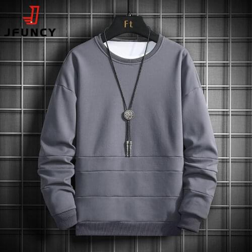 JFUNCY 2021 Autumn Winter Male Hoodies Men Sweatshirts Oversized O-Neck Streetwear New Fashion Casual Black Gray Mens Clothing