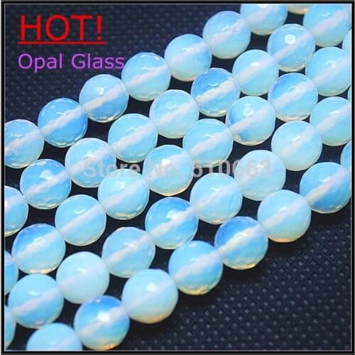 Nature faceted opal glass round ball beads accessories charms mens bracelet making size 4mm 6mm 8mm 10mm 12mm