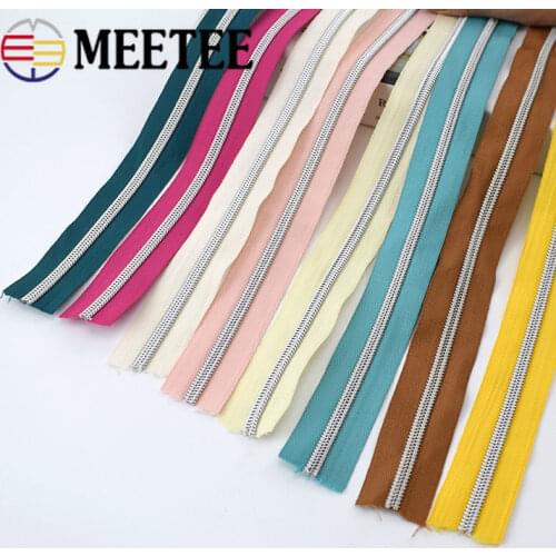 Meetee 8M 5# Nylon Zipper Silver Teeth Coil Code Open Zip for Quilt Beding Backpack Luggage Bag Home Textile Sewing Accessories