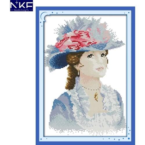 NKF Elegant lady figure style cross stitch Christmas stocking patterns needlepoint embroidery kit for home decoration