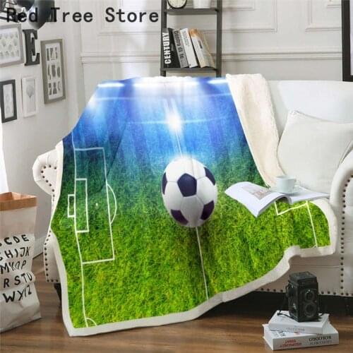 Football Soccer Cartoon Customized Blanket Plush Flannel Decoration Bed Home Throw Sofa Blankets Bedspread for Children Adults