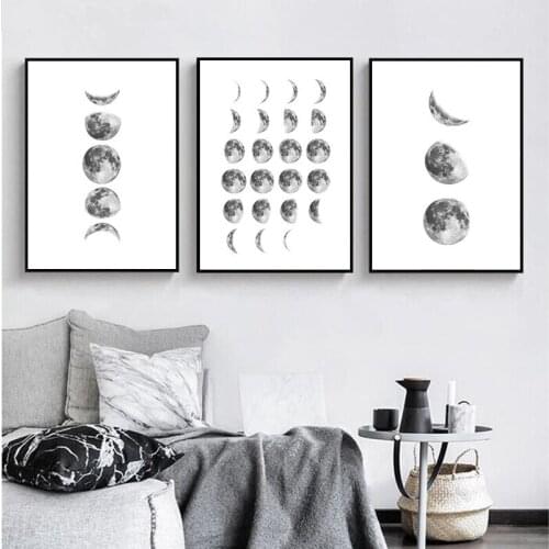 Moon Phase Canvas Posters and Prints Minimalist Luna Wall Art Abstract Painting Nordic Decoration Pictures Modern Decor HD3122