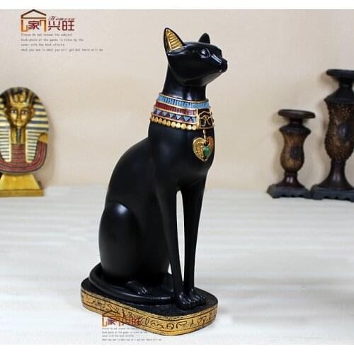 HOME GIFTS CRAFTS RESIN AFRICA EGYPTIAN CRAFT GOD CAT TYPICAL LUXURIOUS DECORATIVE SCULPTURE 38CM HIGH THE BIGGEST RESIN CAT
