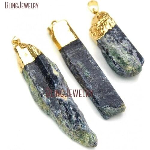 Blue Quartz Pendant Gold Dipped Stone Point Pendant PM19393