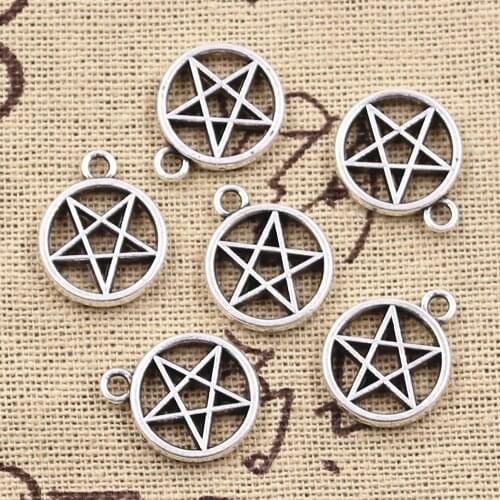 15pcs Charms Star Pentagram 17x14mm Antique Bronze Silver Color Plated Pendants Making DIY Handmade Tibetan Finding Jewelry