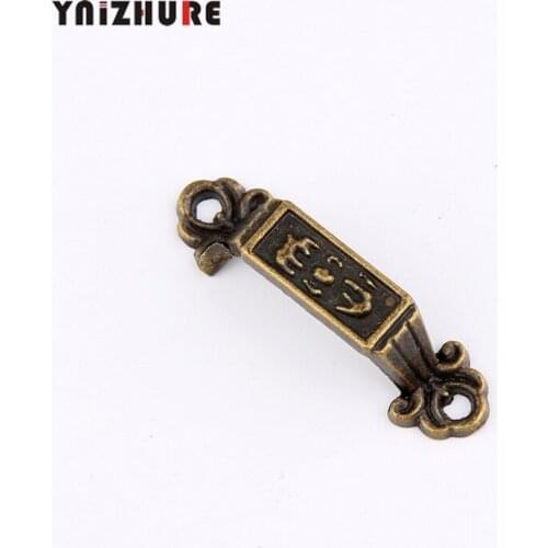 10pcs 40*10mm Bronze Tone Metal Arch Shape Door Pull Handle, Antique Brass Jewelry Box Makeup Drawer Small Handle With Scr