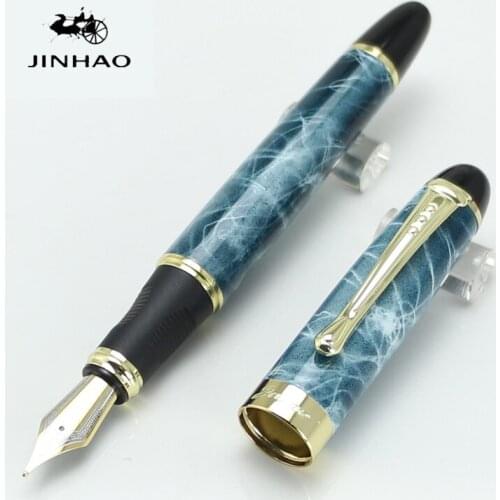 Jinhao X450 Fountain Pen 18KGP Broad Nib Blue And Black Fog Pattern 22 Styles Stationery School&Office Supplies Writing Pens