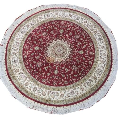 Seeykeep™ 4.5x4.5ft Round Pure Silk Handknotted Sunflower Medallion Design Rug-SK3036167